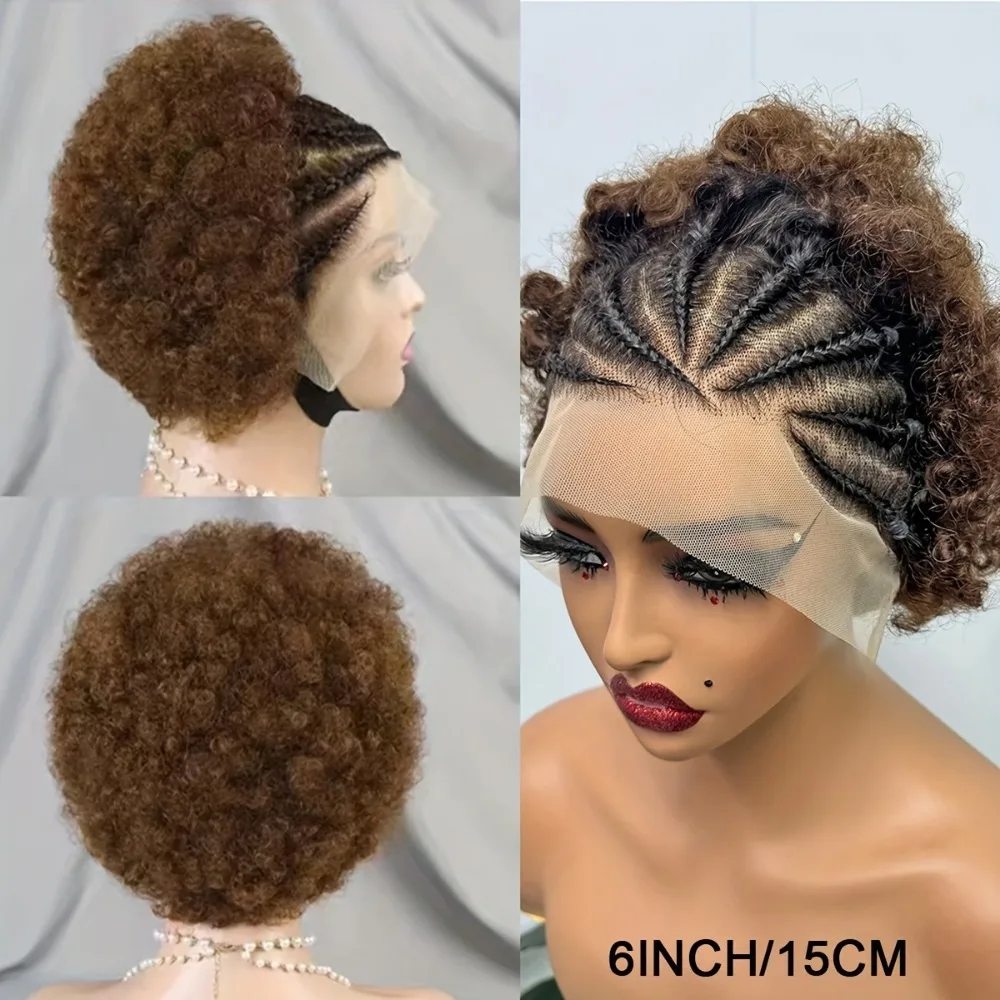 

Элегантный вьющийся парик спереди, 8 дюймов, 13x4, кружевной фронтальный парик, женский короткий плетеный парик с прической - универсальный и подходит