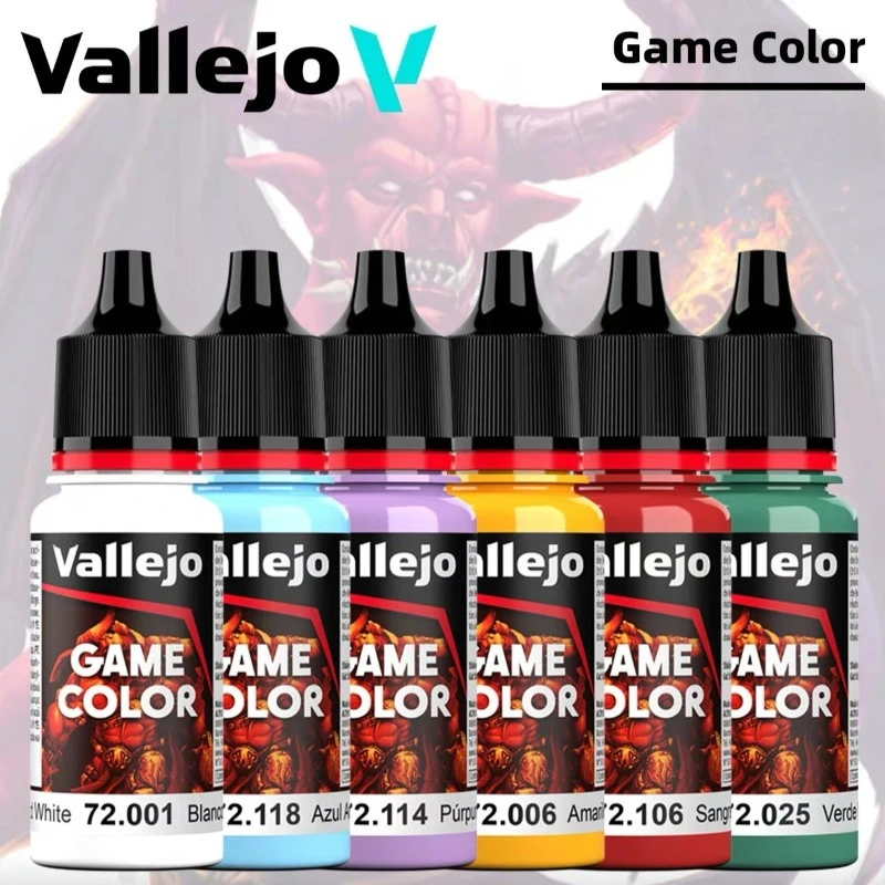 Vallejo AV Game Color 18ml Acrylic Paint Water Based Paint for Fantasy Wargame Figure Model Hobby Hand Painting Basic Colors