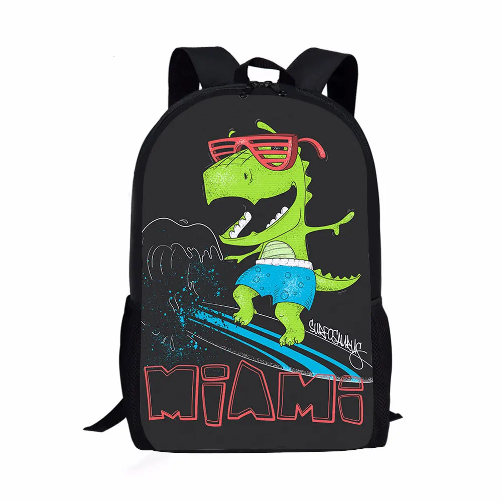 Cartoon Green Dinosaur Print School Backpack for Teenage Boys Girls Travel Daypack Children School Bags Lightweight Book Bag