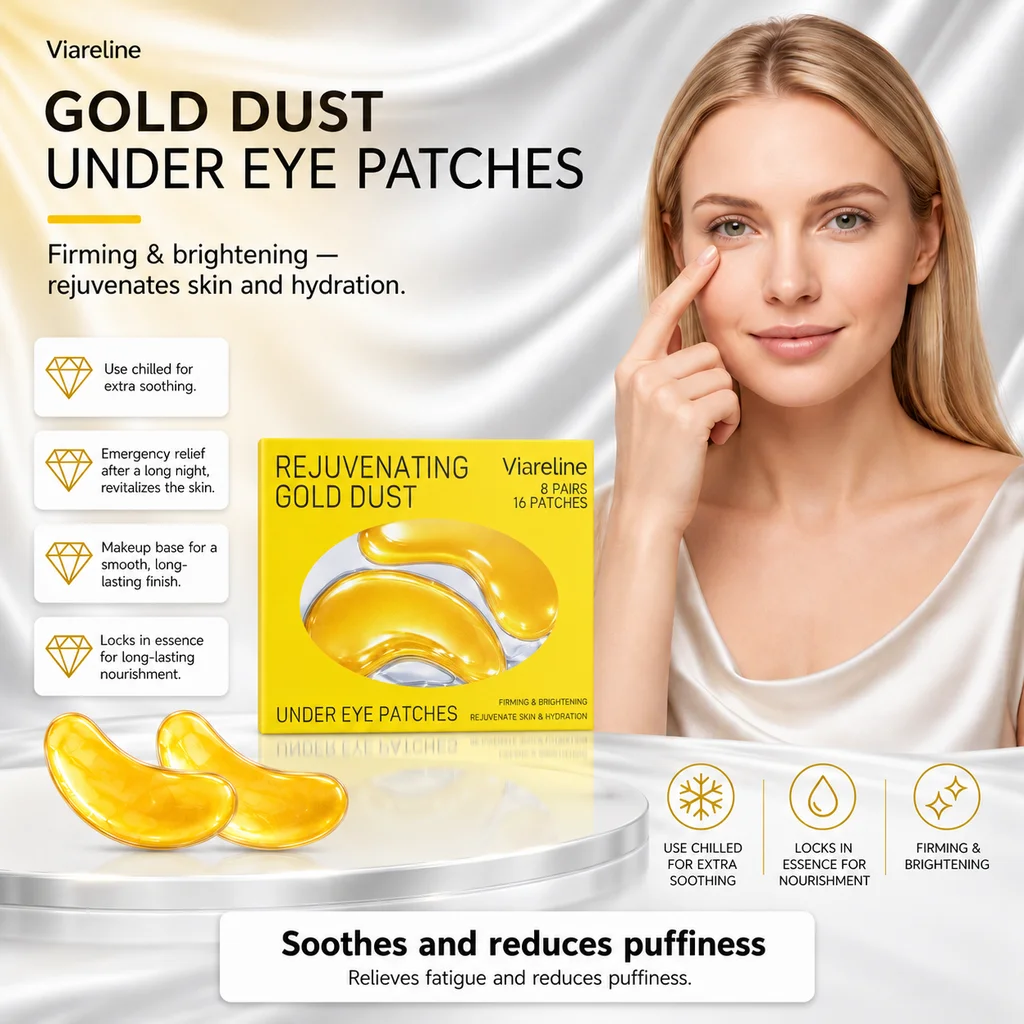 Viareline Golden Rejuvenating Eye Mask Fade Dark Circles Fine Lines Deep Nourishing Anti Wrinkle And Anti Aging Care Gel Patches