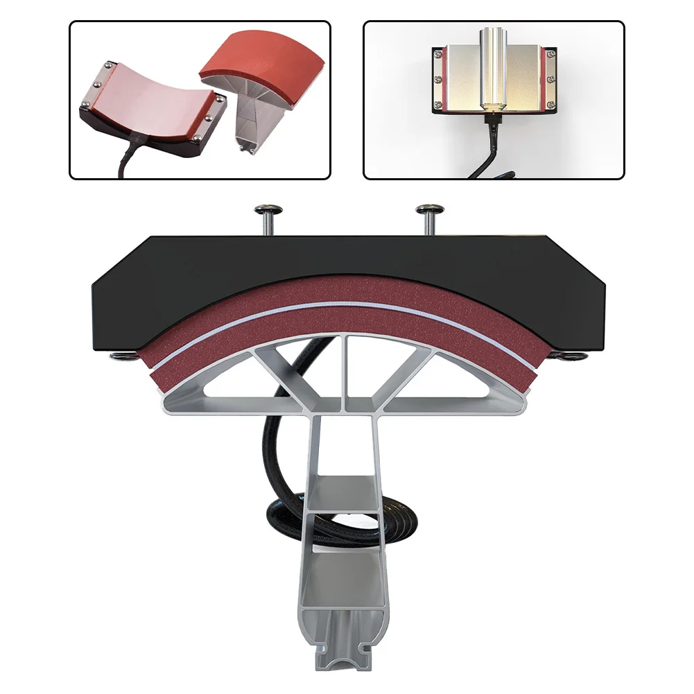 Cap Press Pad Heating Transfer Plate 110V For Heat Press Hat Machine Aluminum Iron Silicone 5.5x3 Inch Bill Forehead Tool