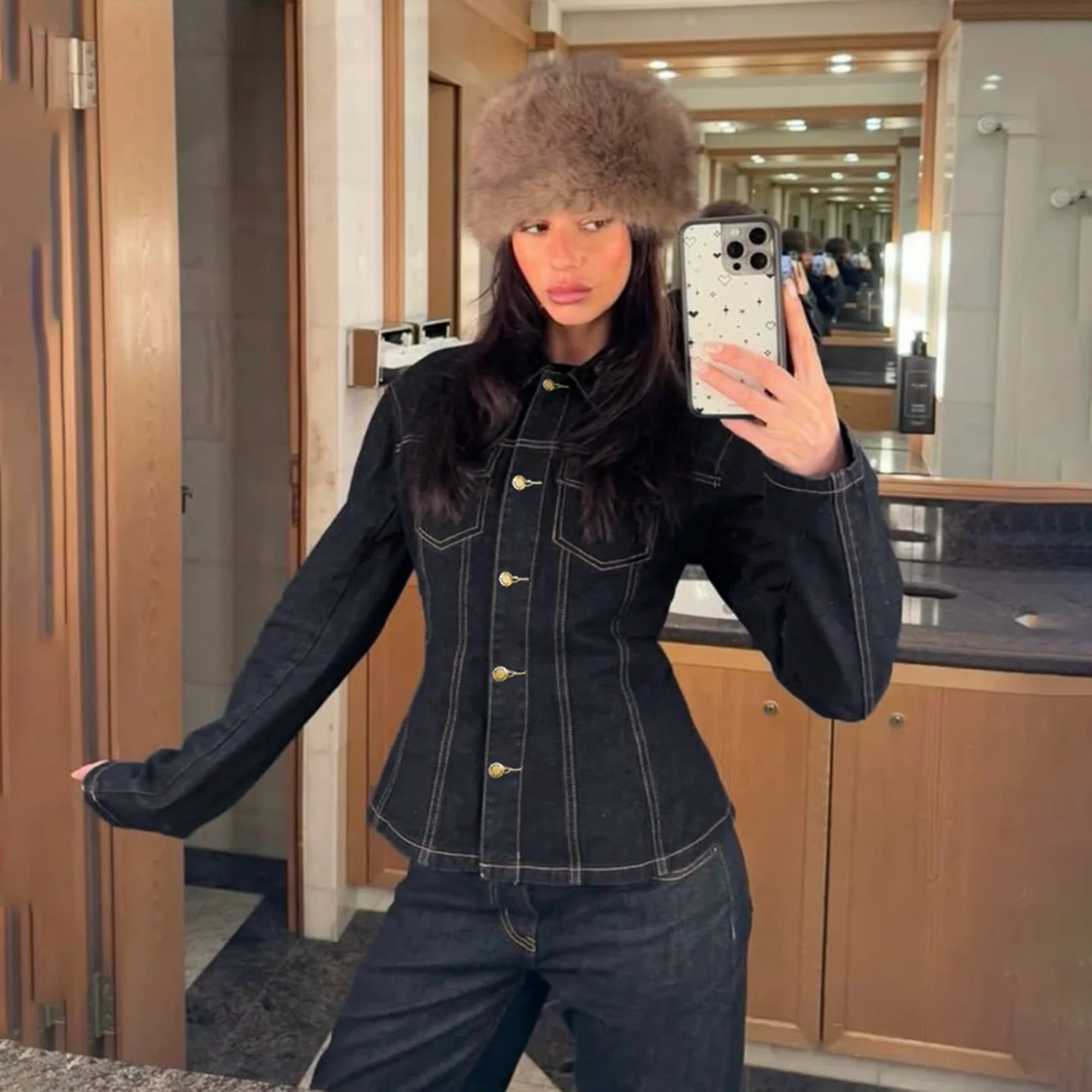 Denim Jacket Women Washed Coat Vintage Single Breasted Turn Down Collar Jackets Distressed Outerwear Spring Streetwear 2026