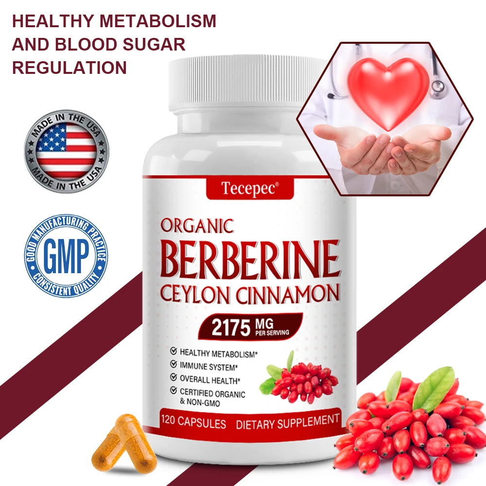 Berberine 1800mg Ceylon Cinnamon Capsules, Antioxidant, Support Metabolic, Cardiovascular, Gastrointestinal & Immune Health
