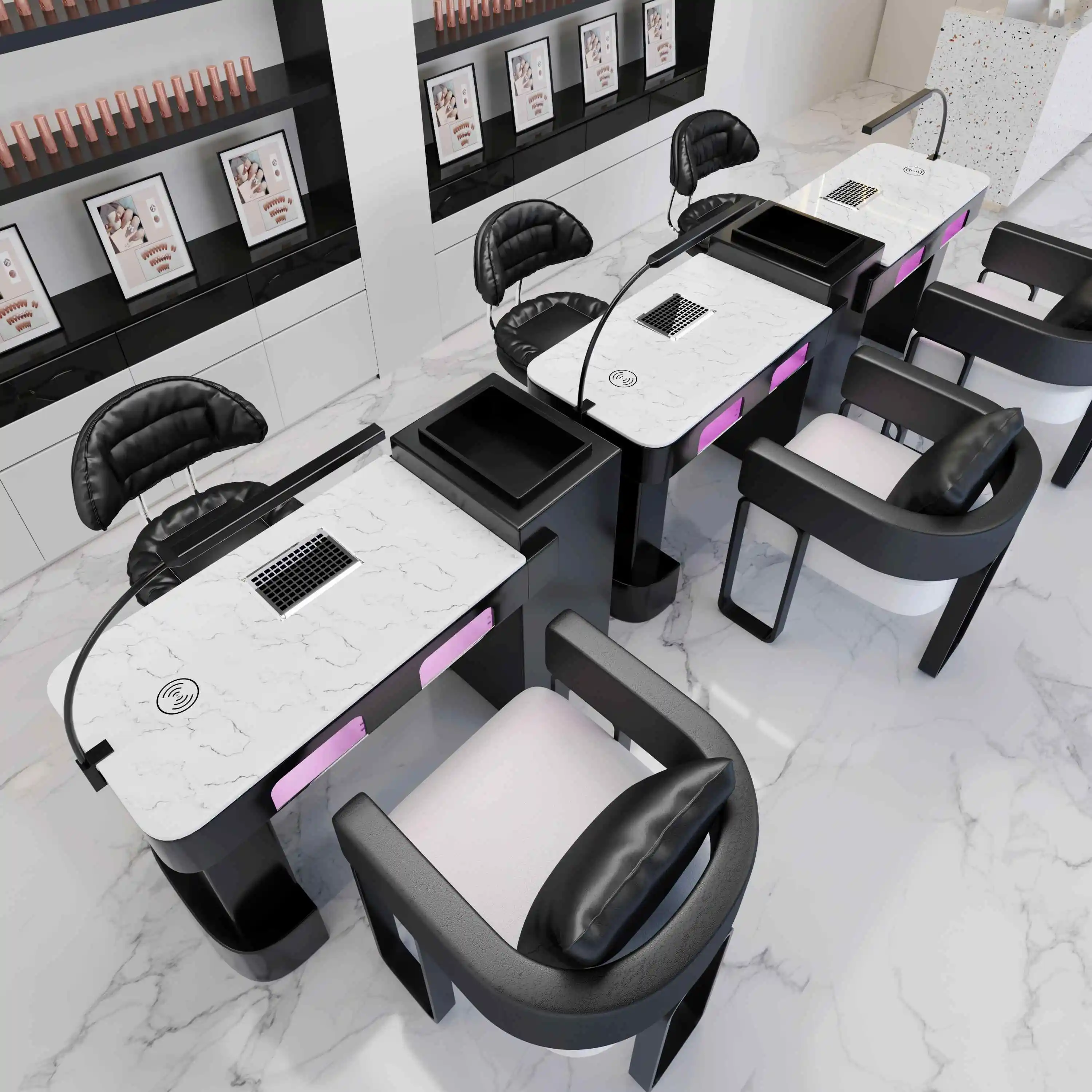 

China Factory Wholesale Modern Luxury Style Nail Salon Furniture Table Chair for Nail Art