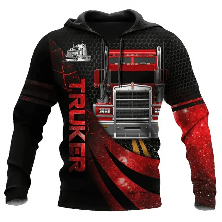 3D Printed Heavy Truck Pattern Men's Hoodie Autumn Sweatshirt Fashion Streetwear Oversized Men's Clothing New Casual Pullover