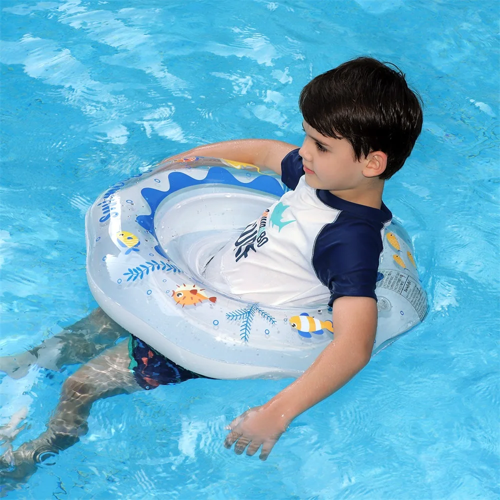 Swimobo Cool gonfiabile sedile da nuoto anello giocattolo per l'acqua bambini PVC bianco Chid galleggianti per l'estate portatile blu oceano bambino anello galleggiante