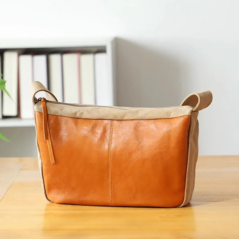 AETOO Men's large-capacity canvas bag, artistic and retro casual crossbody bag, Japanese-style laid-back women's single-shoulder