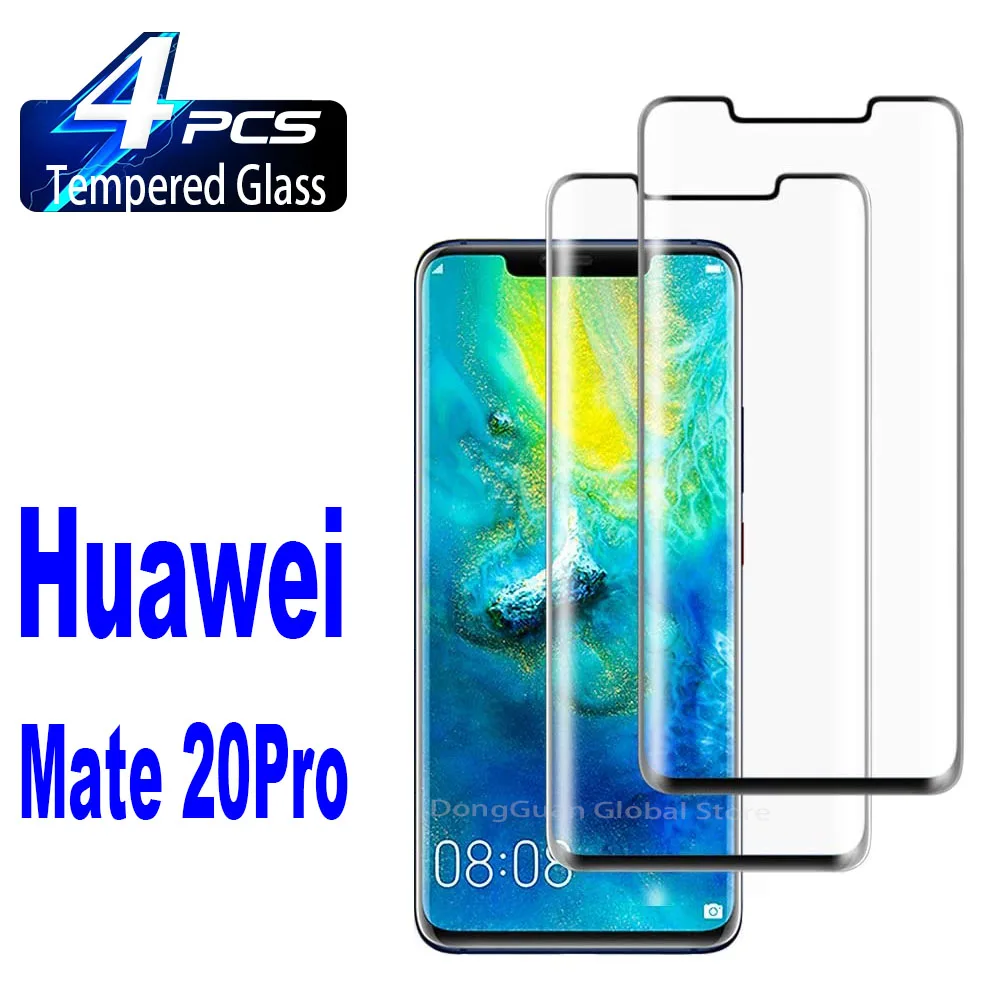 

9H Curved Four Sides Glue Screen Protector For Huawei Mate 20 Pro, 2/4Pcs HD Tempered Glass