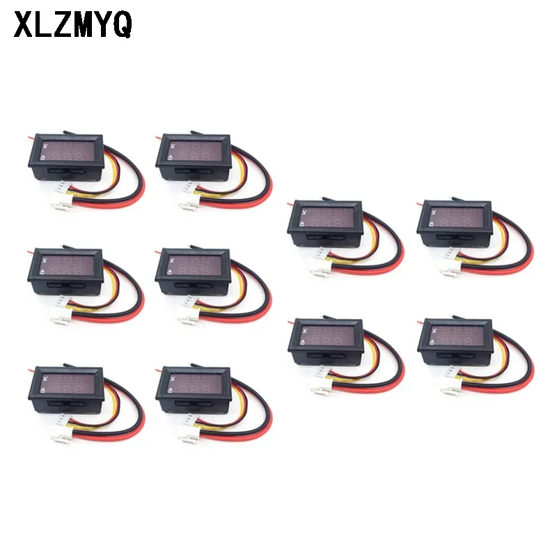 10PCS DC 0-100V 10A voltmetro amperometro rosso + blu/rosso + rosso LED Amp Dual Digital Volt Meter Gauge Display a LED Kit fai da te