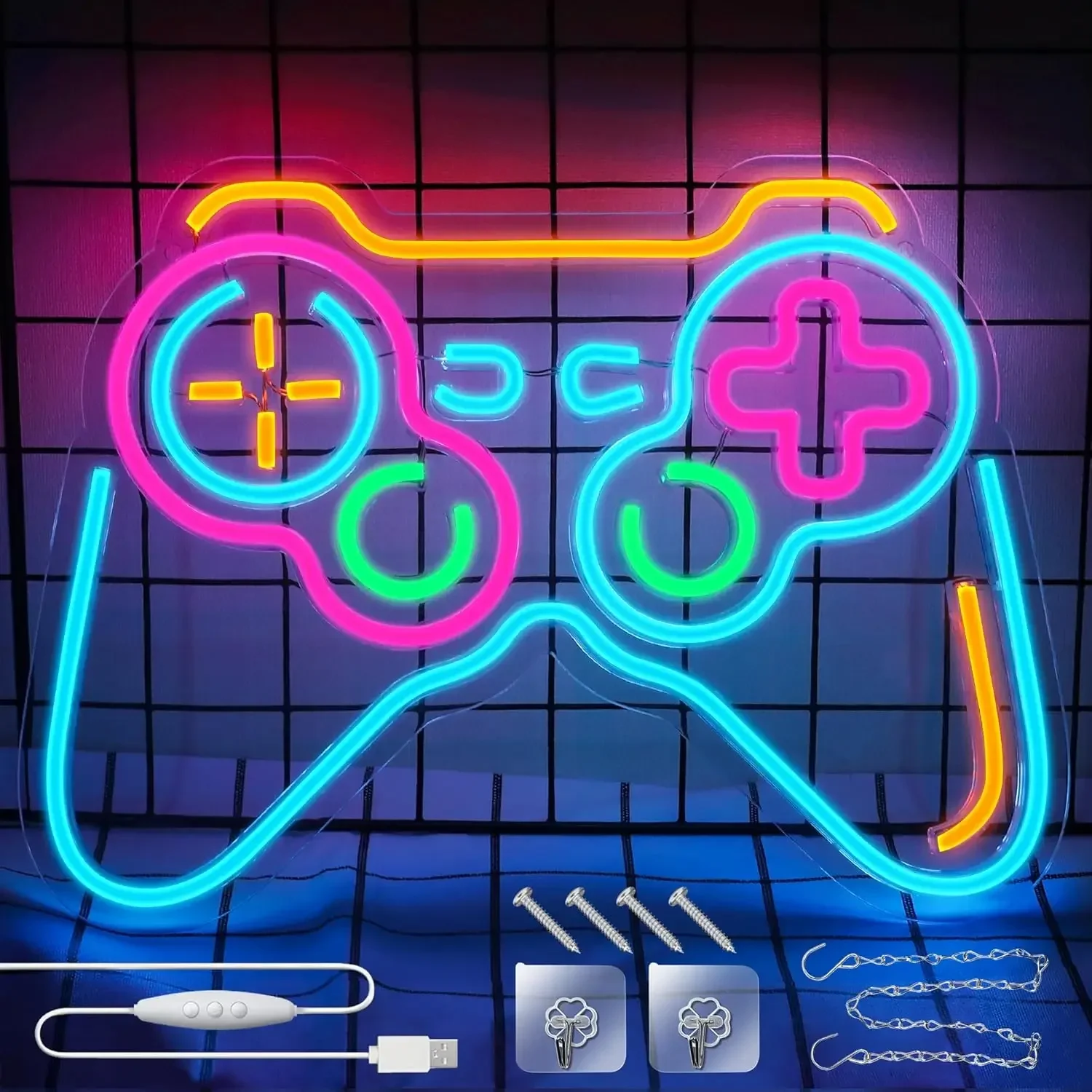 

Неоновая вывеска для игр с USB-питанием, регулируемая светодиодная неоновая подсветка для игровой комнаты, спальни, гостиной, клуба, бара, мужской комнаты, подарки для вечеринок, декор для стен
