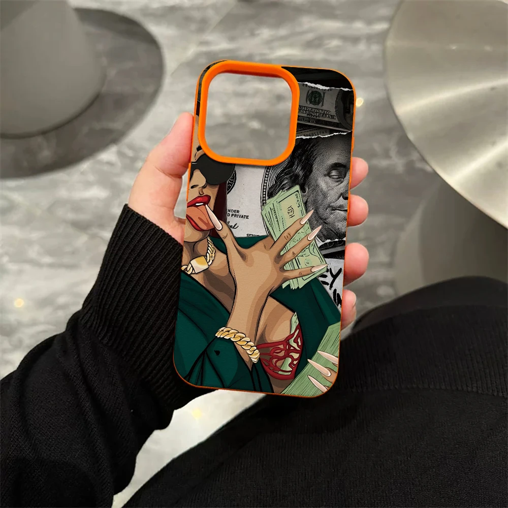 Schöne Frau Dollars Handyhülle für iPhone 17 16 15 14 13 12 11 Pro Max 16 15 14 Plus 17 16 15 Pro 17Air Silikon Matte Hülle – Detail 6