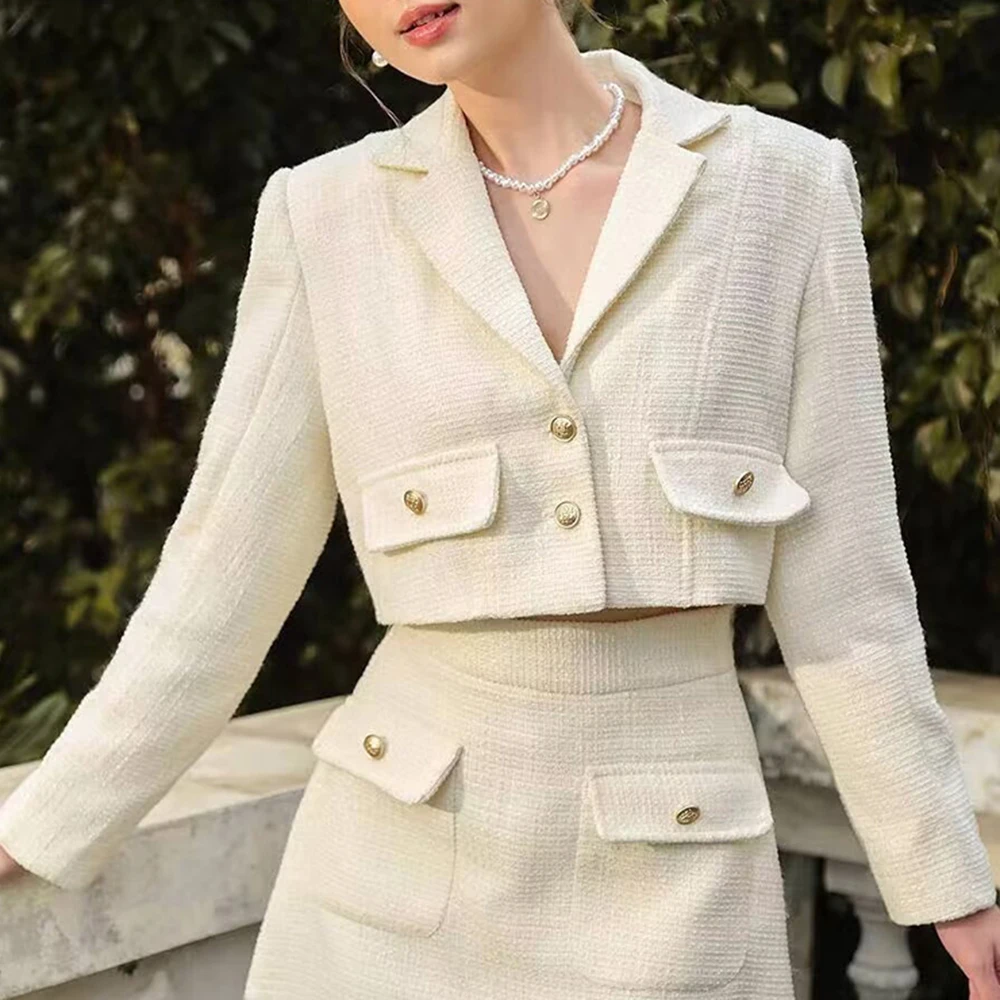 

Эксклюзивный комплект текстурированной куртки и юбки в европейском и американском стиле, модный женский наряд