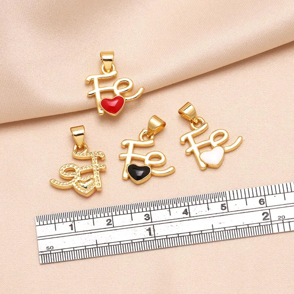 OCESRIO Trendy Multicolor Enamel Heart FE Charms for Bracelet Copper Gold Plated CZ Handmade Jewelry Making Supplies chma298