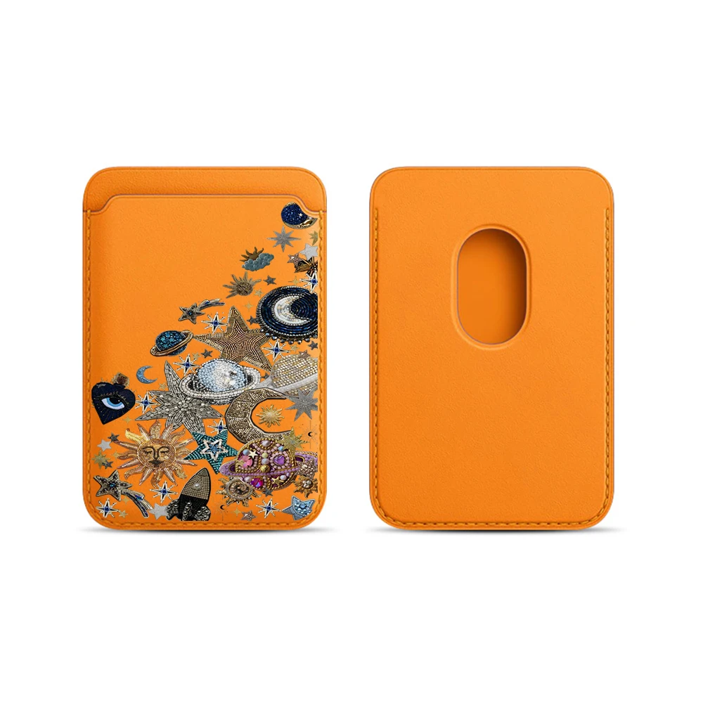 Golden Stars Moon Y2K Leder-Kartenetui Handyhülle Kartenhalter Magnetische Hülle Geeignet für alle iPhones mit Magsafe-Kartenfunktion – Detail 13