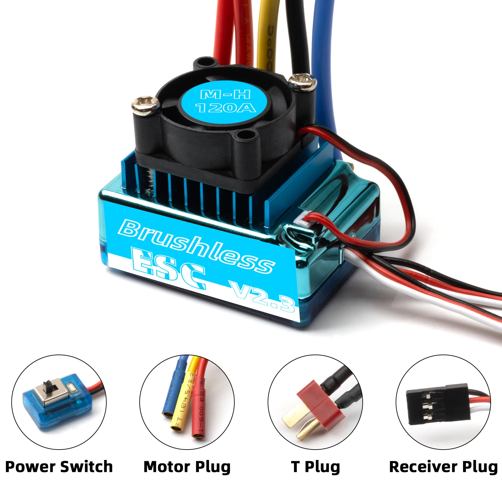 RCXAZ 3650 Brushless Motor with 120A/680A ESC Brushless Electric Speed Controller 6V/2A BEC for 1/10 RC Racing Car Truck