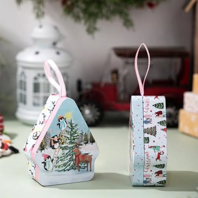 E8BD User Friendly Holiday Storage Box With Cartoon Prints Metal Candy Container For Candy Jewelry Organizing