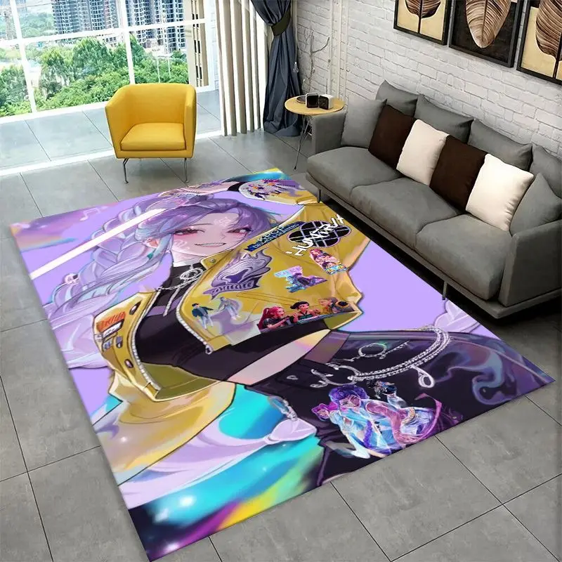 KPop D-Demon H-Hunters S-Saja Cartoon Non-Slip Area Rug for Living Room Bedroom Playroom,Carpet Floor Mat for Home Decor Holiday