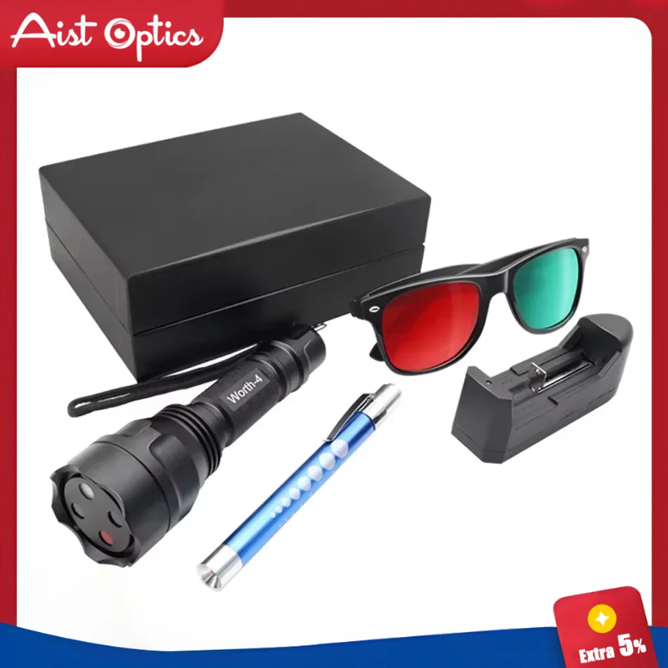 AIST Ophthalmic Portable Metal Worth 4 Dot Test Light W4LT with Red Green Glasses Torch Type Penlight Ophthalmology Tester