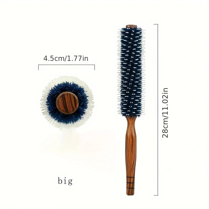 3 Sizes Anti Static Wood Natural Boar Bristle Hair Round Brush Hairdresser Styling Tools Teasing Brush For Hair Curly Comb Hair