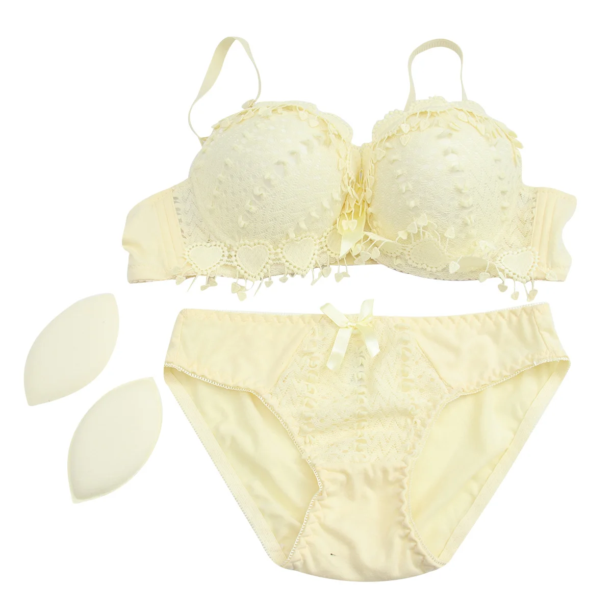 

Bra Set Push Up Bra Panty Set Soft Comfortable Adjustable For Girlfriend Mother Gift Yellow 75B