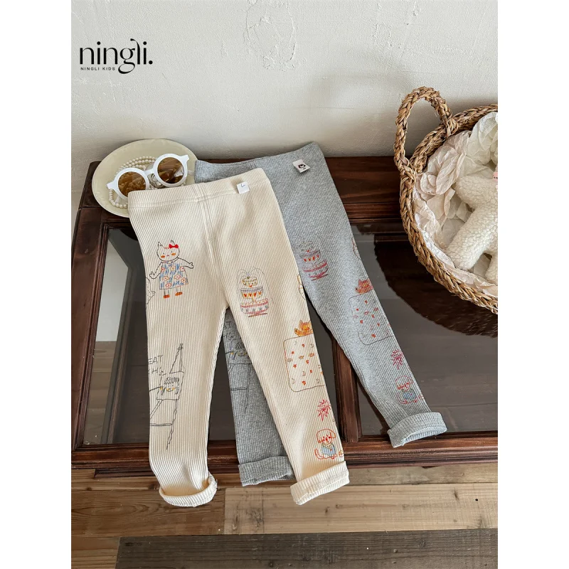 

NL-Children's Clothing Girls' Leggings2024Autumn New Children's Western Style Long Johns Trousers Baby Girl Pants