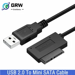 Grwibeou-Adaptador USB 2,0 a Mini Sata II, Cable convertidor de 7 + 6 13 pines para ordenador portátil, CD/DVD ROM, convertidor de unidad Slimline, HDD Caddy