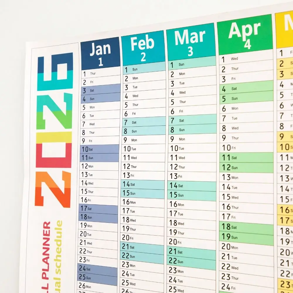 Durable 42x100cm 2026 English Calendar Colorful Creative Large Size Calendar Notes To Do List Monthly Planner Calendar School