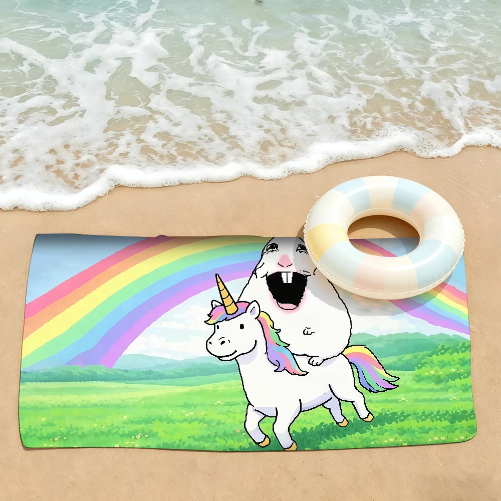 Hamster Unicorn Towel Soft Lightweight Anti-Sand Large Beach Towel Quick-Drying Bath Sports Family