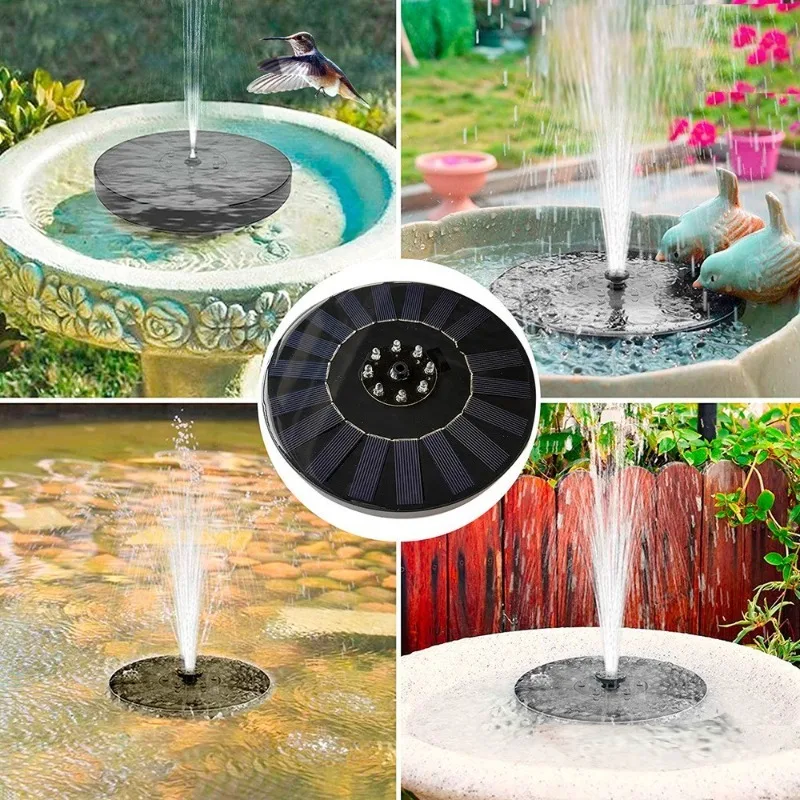 Original Solar Powered Fountain Floating Pond Water Pump Battery Backup Outdoor Bird Bath Garden Decor Kit