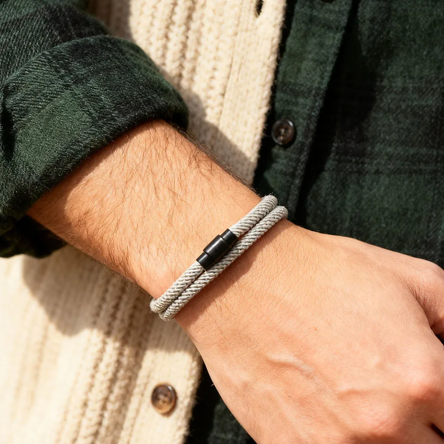 Mens Double Wrap Rope Bracelet Magnetic Clasp Threaded Nylon Cord Wristband Sports Jewelry Gift for Him Minimalist Outdoor Gear