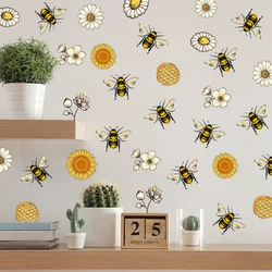 Spring Sunflower Bee Stickers Window Decals DIY Wallpaper Decoration for Home Decor Wall Sticker Nursery Living Room