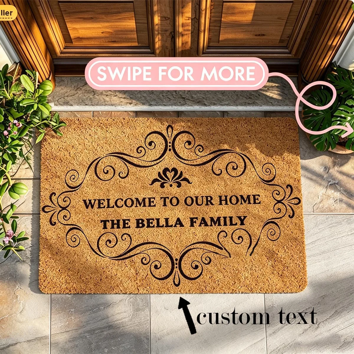 Customized Multi-Purpose Personalized Door Mats with Exclusive Family Names and Images for Kitchen  Dining Bedroom Living Room