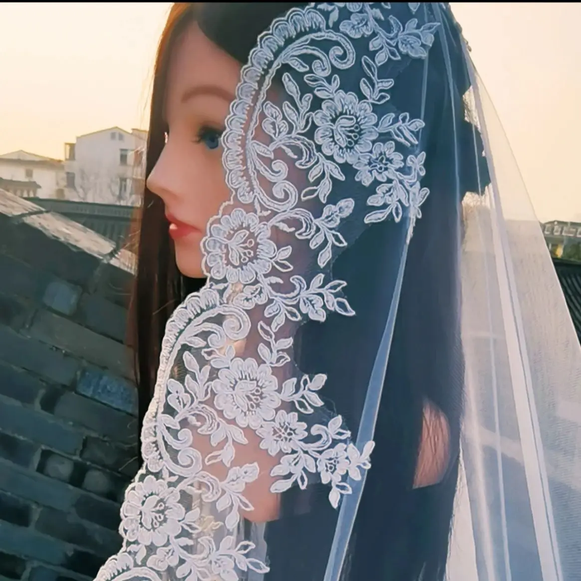 1 Tiera Elegance Lace Wedding Veil Cathedral Bridal Veils with Comb 3M Long Veil Wedding  Accessories MM