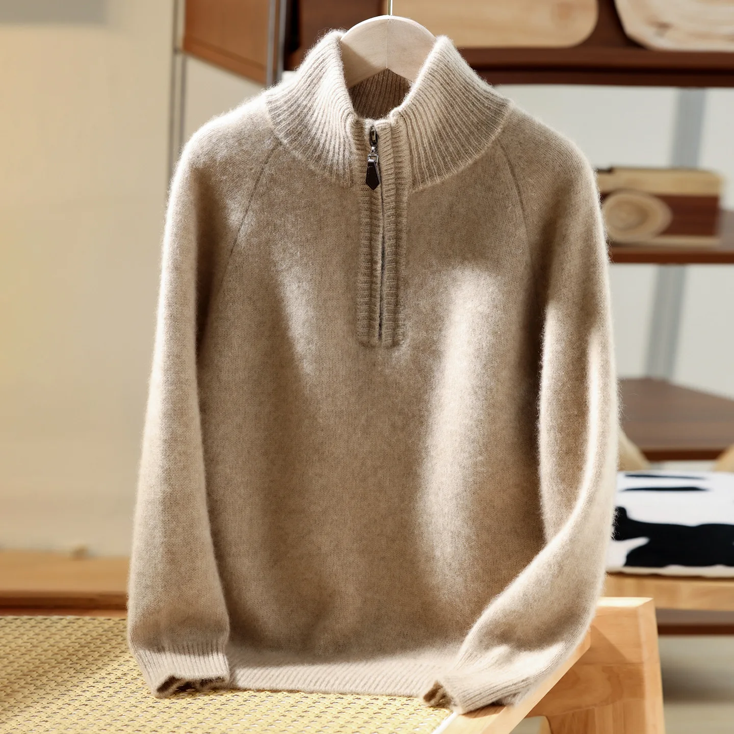100% Wool Sweater Children's Men Turtleneck Half Zip Thickened Bottoming Jumper Boys Girls Autumn Winter Cashmere Knitted Tops