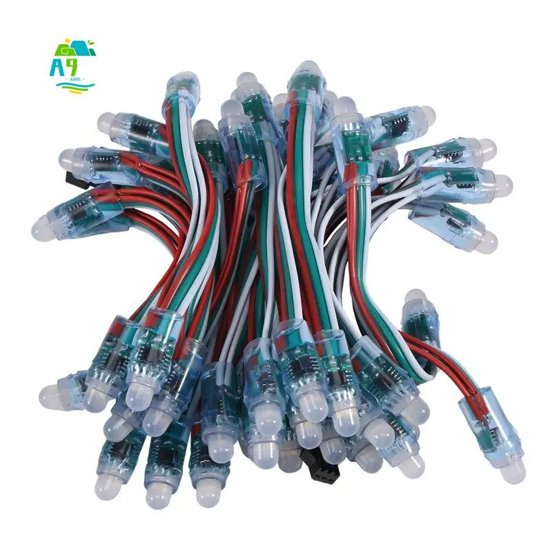 A09E-50Pcs WS2811 RGB LED Pixels Light Individually Addressable 12Mm Diffused Digital Full Color LED Pixel Module Light DC12V