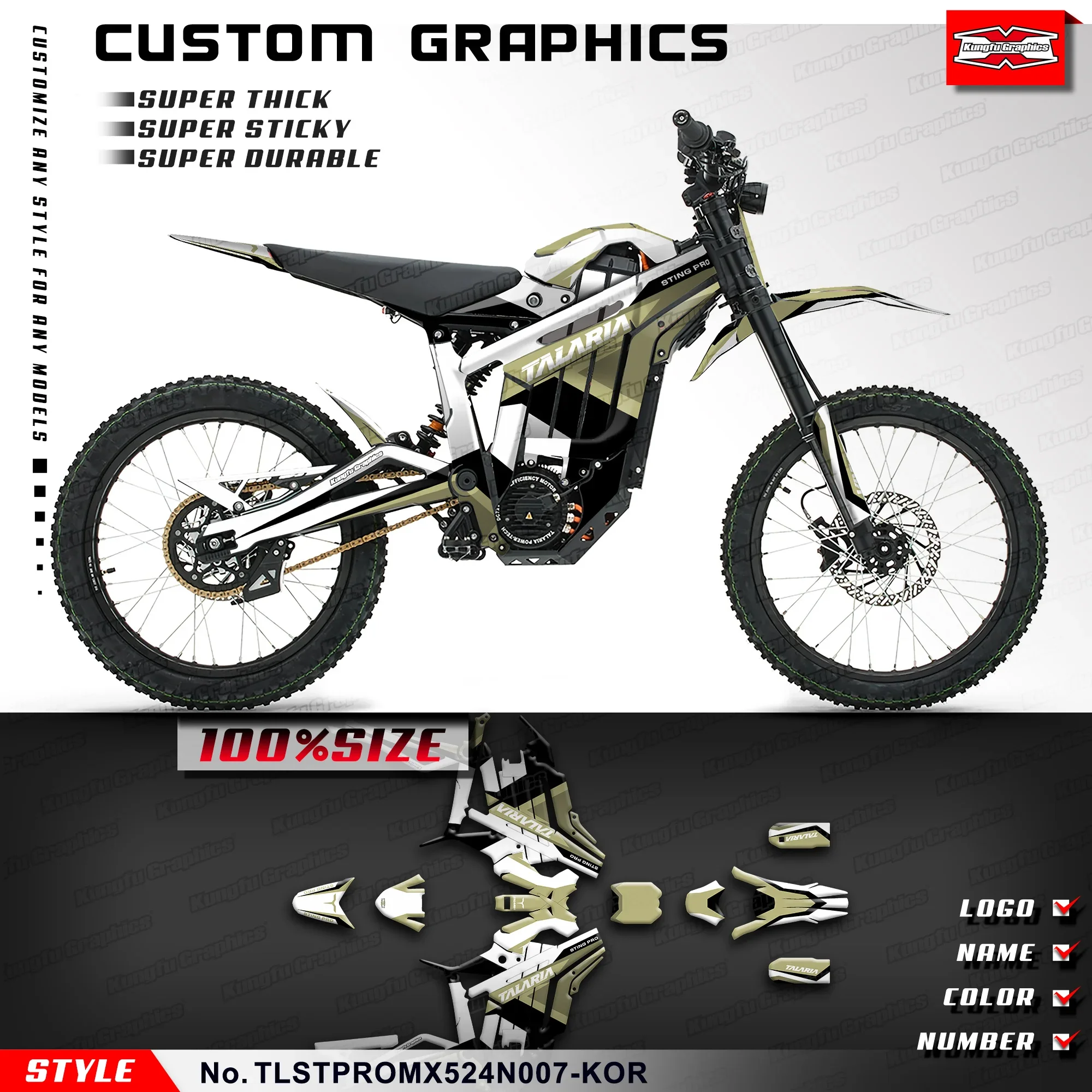 

Комплект графических наклеек KUNGFU GRAPHICS для TALARIA STING MX5 PRO Dirt eBike, TLSTPROMX524N007-KOR