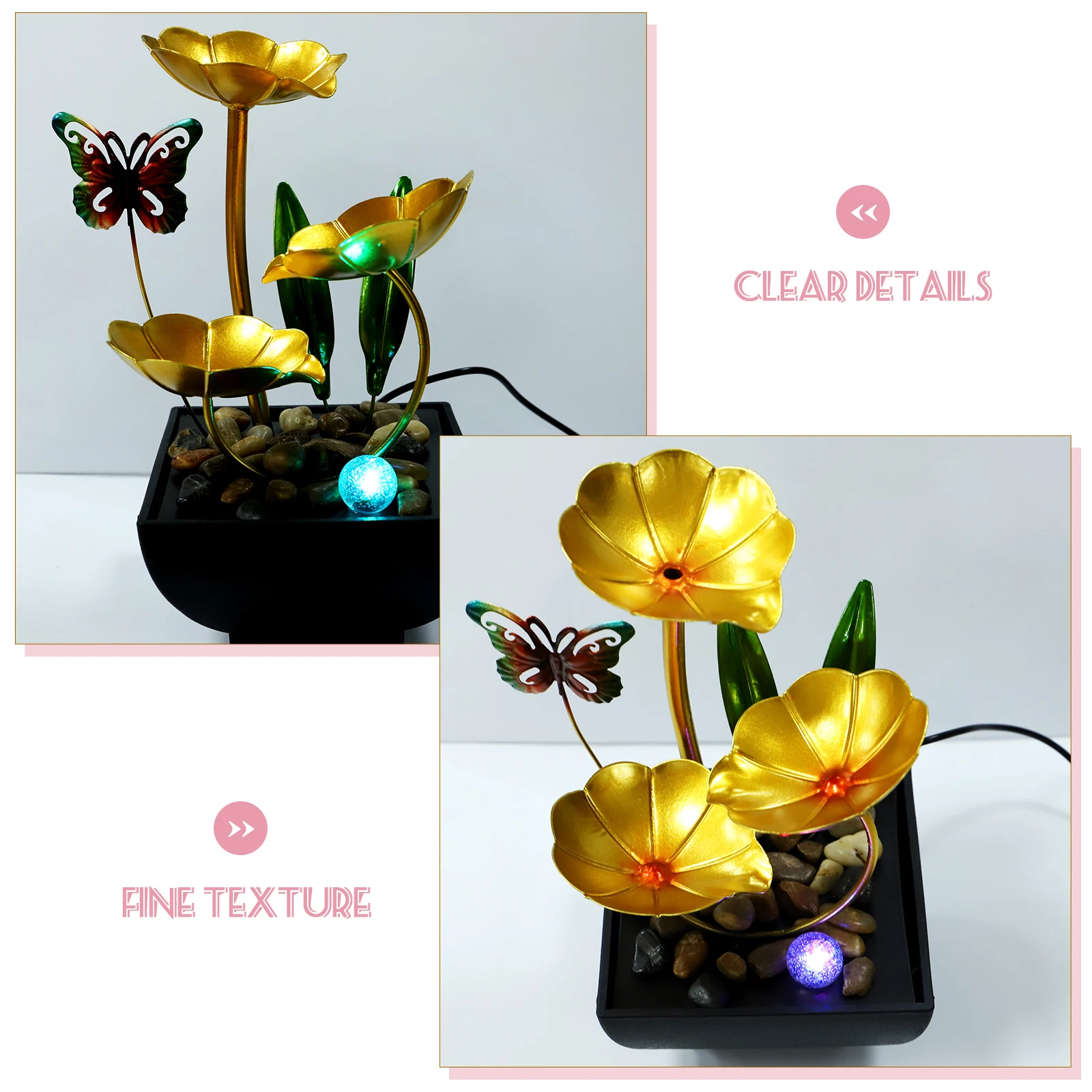 

Lotus Leaf Indoor Waterfall Fountain Metal Tabletop Fountain for Home Office Relaxation Decor Interior Waterfall