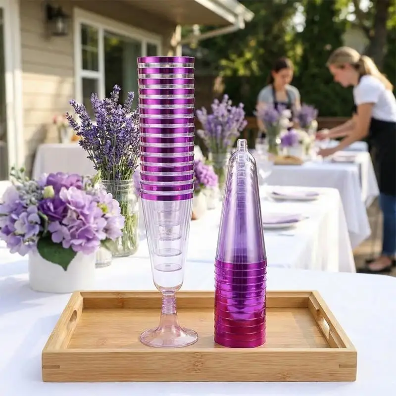 10pcs 5OZ 150ml Champagne Flutes Plastic Disposable Reusable Clear Cup For Wedding Birthday And Holiday Party Drinkware