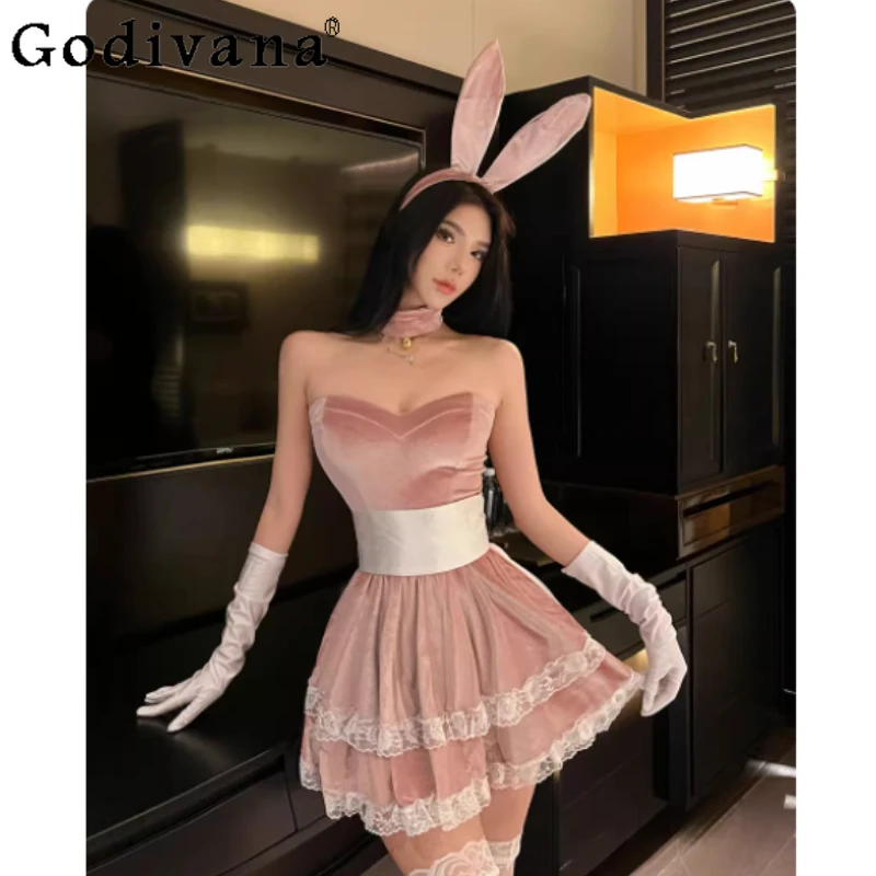 

Halloween Sexy Cosplay Cute Nightdress Halloween Slash Neck High Waist A-line Fashion Versatile Age Reduction Christmas Dress