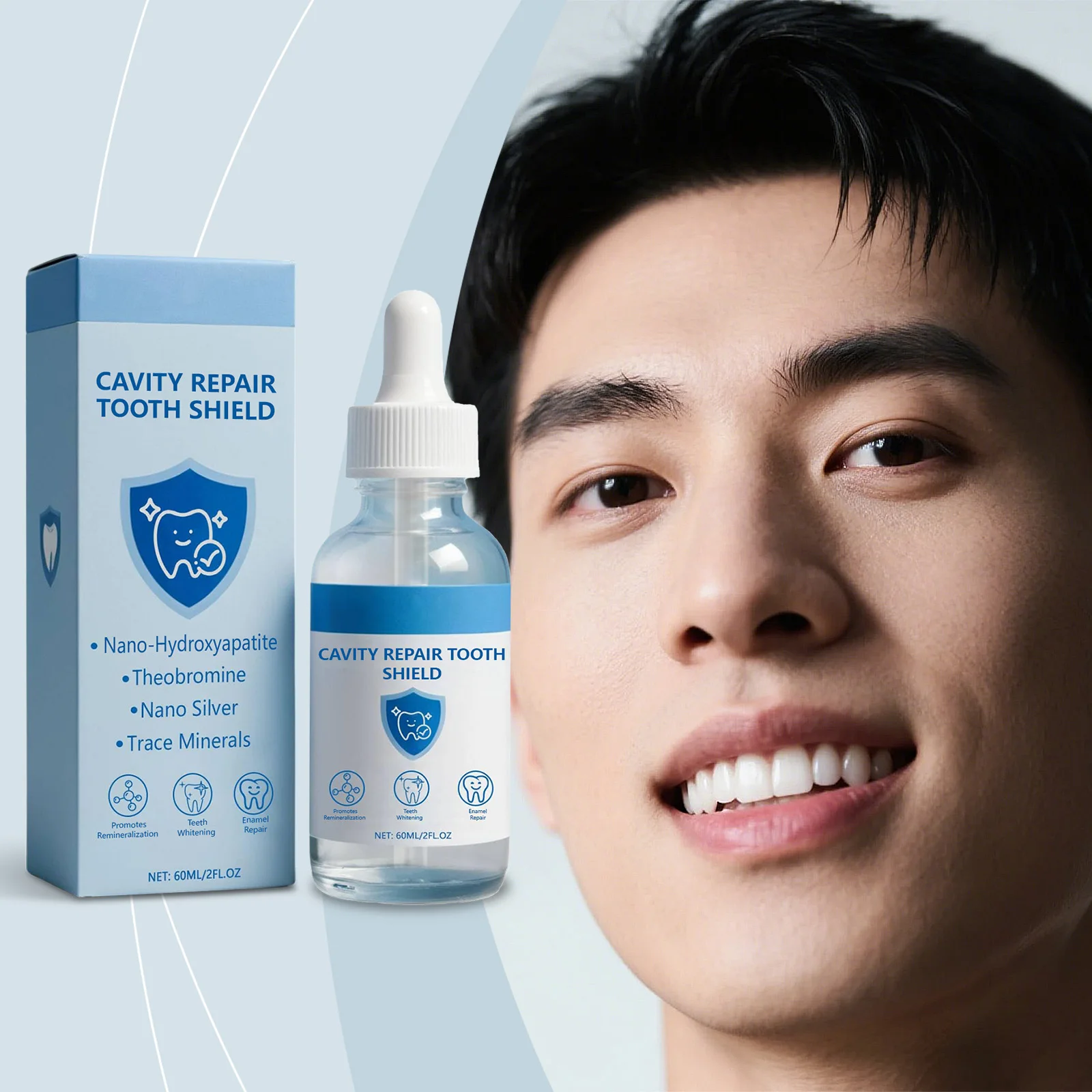 Dental Care Essence, cleans surface, reduces stains, restores natural luster, gently cares for oral cavity, delivers long-lastin