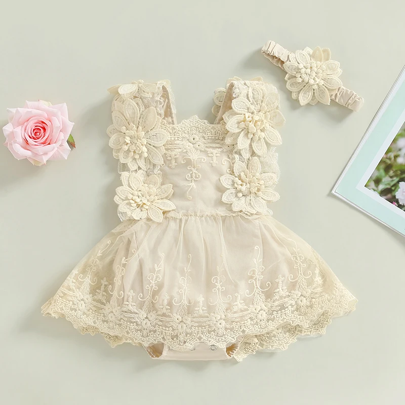 Infant Baby Girl Summer Clothes Lace Romper Dress Cute Tutu Ruffle Sleeveless Backless  Jumpsuit Outfit