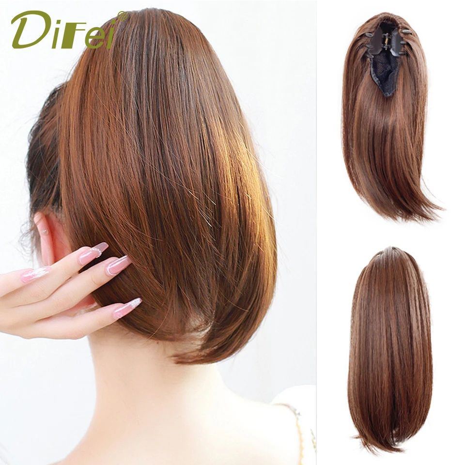 

DIFEI Synthetic Wig Ponytail Female Grab Clip Short Buckle Fake Ponytail Micro Curly Ponytail Fluffy Hair Ponytail