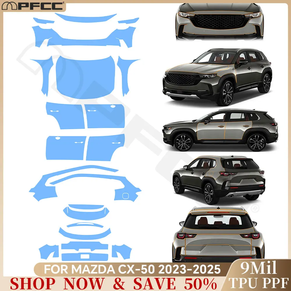 

For Mazda CX50 CX-50 2023-2025 Pre-cut PPF Bra 9Mil TPU Paint Protection Film Car Body Anti-Scratch Clear Kit Resistant Cover