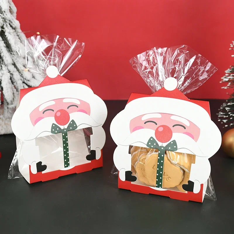 8/16Pcs Christmas Santa Claus Cookie Bag Candy Box Nougat Gift Packaging Supplies Xmas New Year Party Decoration Kids Favors