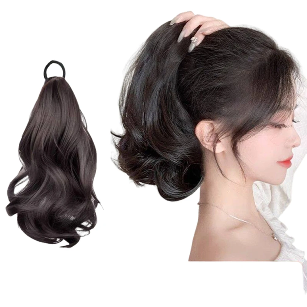 10 Inch Synthetic Pear Flower Curly Ponytail Wig Elastic Band Heat Resistant Natural Hair Accessories for Women Daily Party