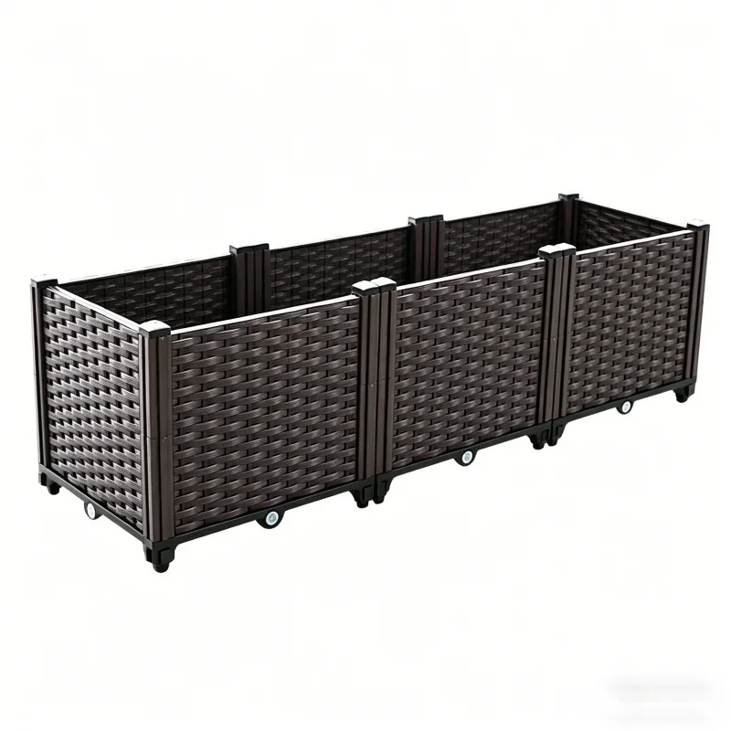

Extra Large 3-Tier Raised Garden Bed 120x40x37cm Deep Plastic Planter Box for Vegetables Flowers Herbs - Outdoor Indoor Balcony