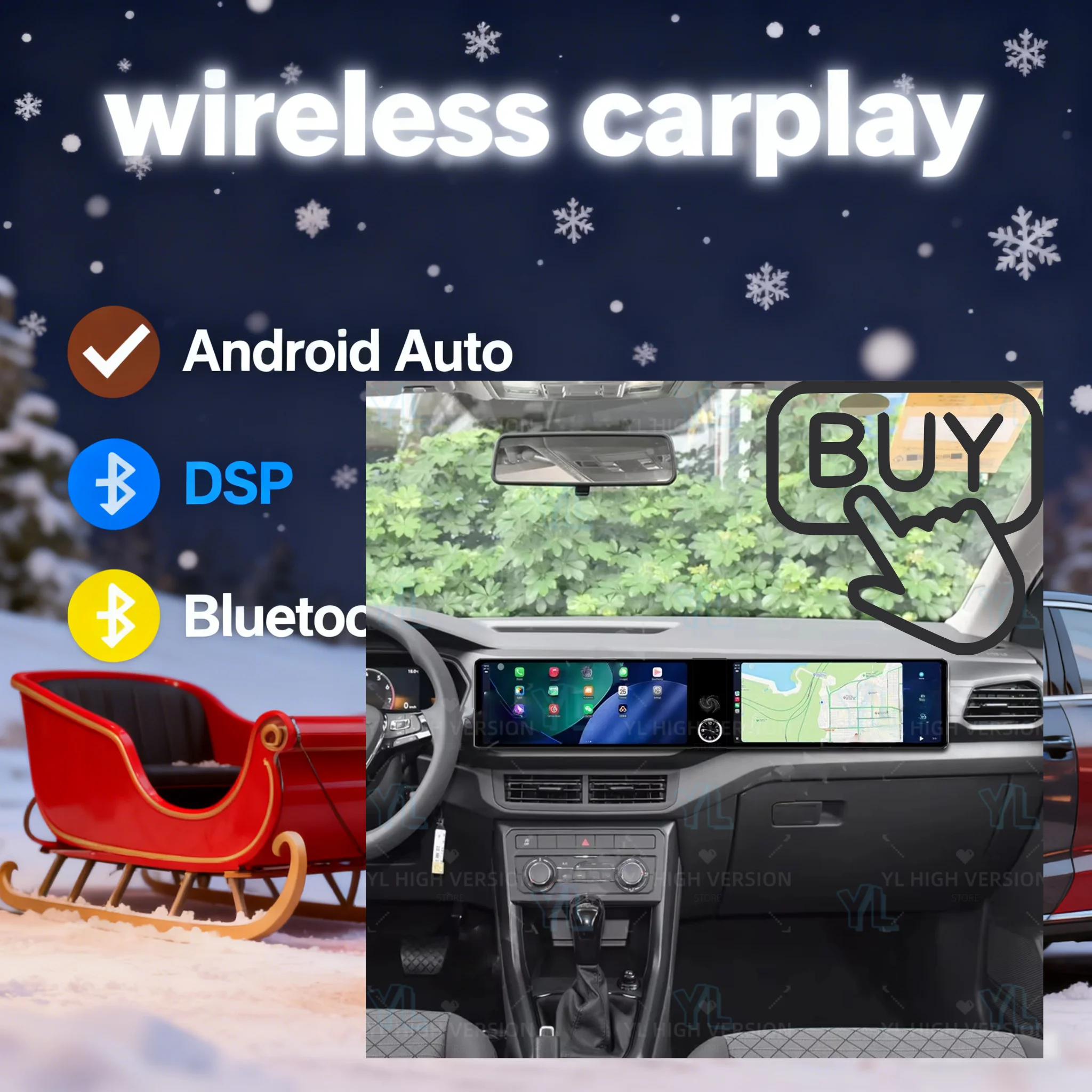YF Dual 12.3‘’Android 13 Carplay For Volkswagen T-Cross 2019-2023 GPS Navi Car Radio HD Touch screen Stereo Android Auto  4G