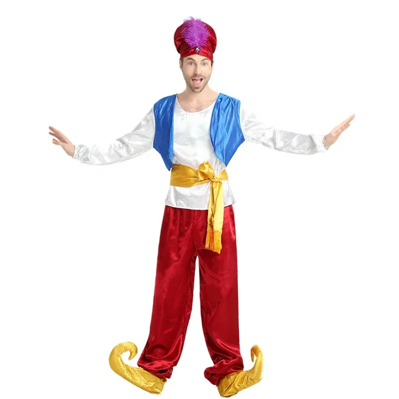 72th Anime Cosplay Mens halloween costumes for men adult party jasmine aladdin costume Lamp genie Adam prince Fantasia Boy Arab