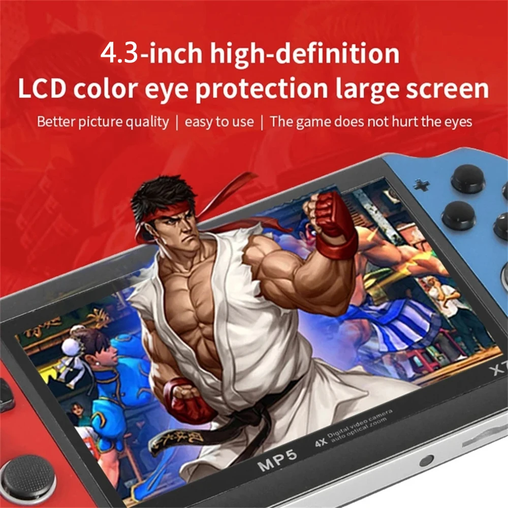 X7 4.3inch Retro Handheld Game Player Built-in Games Classic Game Portable Console Audio Video Game Console AV Output Kids Gift