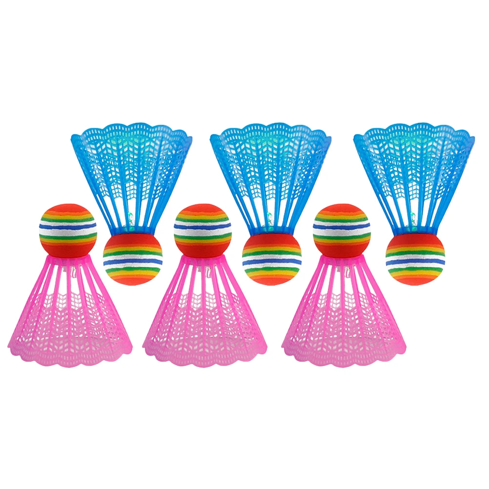 

6pcs Night Glow Badminton Birdies LED Luminous Shuttlecocks Lightweight Durable Sports Toys